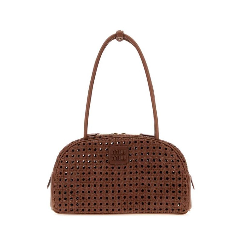 Miu Miu Women Brown Leather Beau Shoulder Bag